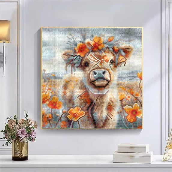 CSZPPQAF 5D DIY Diamond Art Kits for Adults Beginners,Highland Cow Diamond Dots Art,Home Wall Decor 13.8x13.8in.