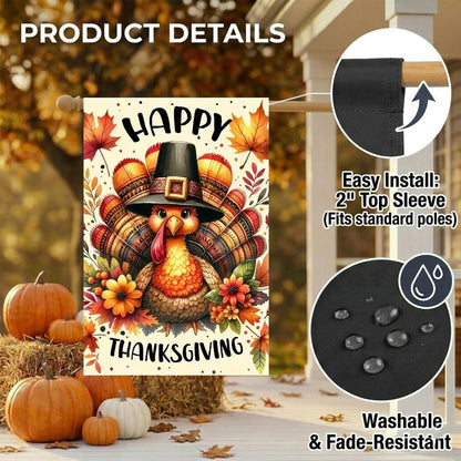 CSZPPQAF Thanksgiving Garden Flags 12x18 Double Sided,2 Pack-165 GSM Polyester Fall Yard Decoration Flags, Fade Resistant