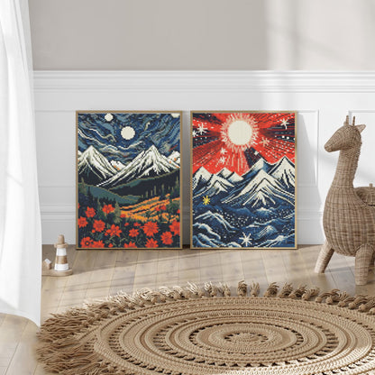 Mosaflare 4-Pack Diamond Art Painting Kits,Baroque Art Craft Kits,Full Round Drill,Home Wall and Relaxing 12"×16"