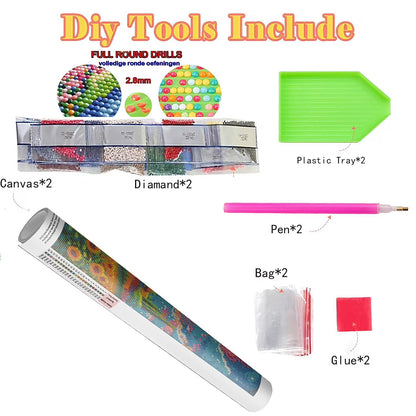 CSZPPQAF 2-Pack Tree Diamond Painting Kits for Adults - Full Round Drill, Textured Diamond Art for Home Wall Decor