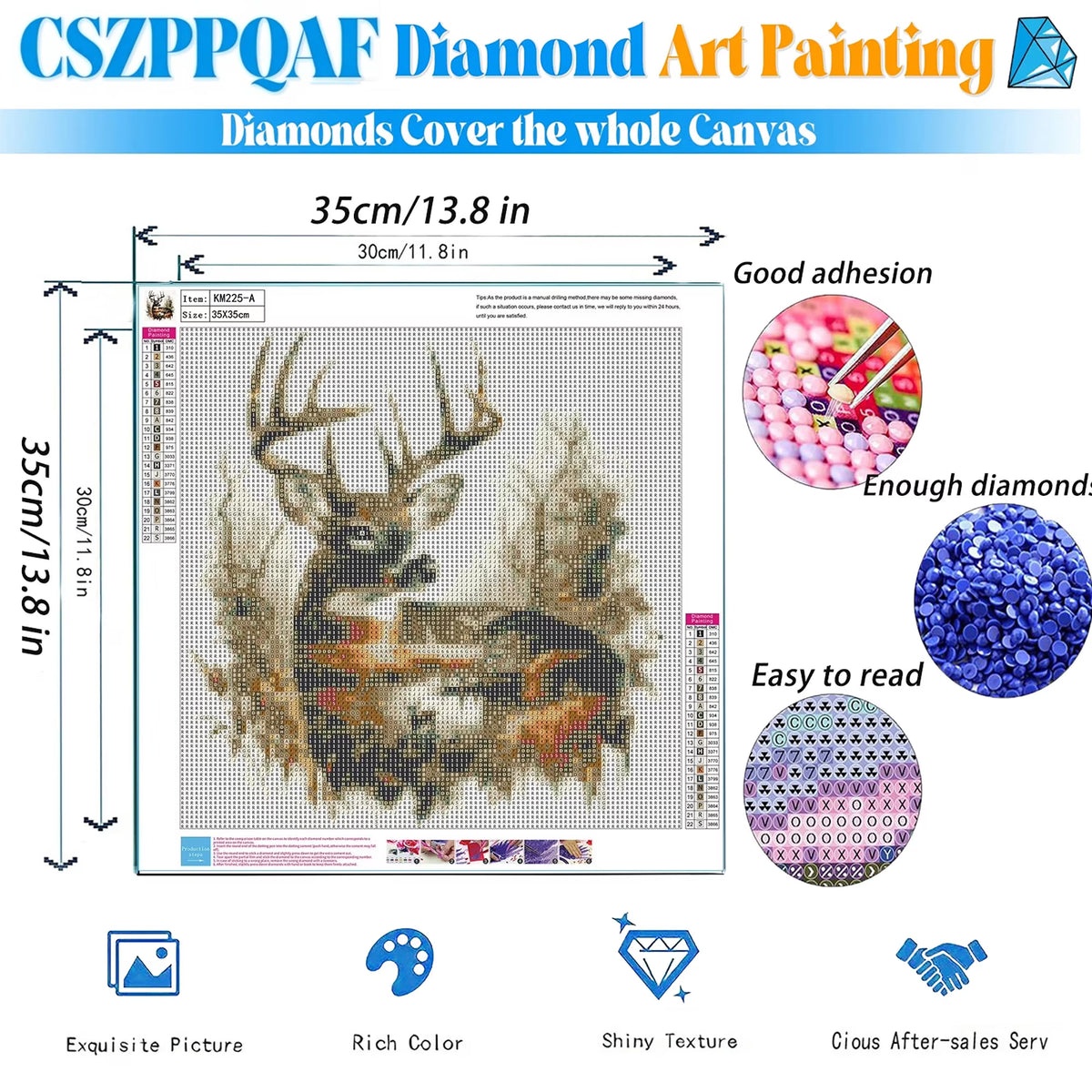 CSZPPQAF Diamond Painting Kits for Adults Unisex,13.8×13.8 in Moose Lodge 5D DIY Diamond Art Kit for Home Wall Decor
