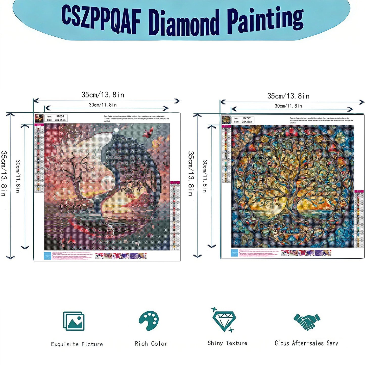 CSZPPQAF 2-Pack Diamond Painting Kits for Adults-Life Tree,Full Round Drill Diamond Art,Relaxing Craft & Home Wall Decor