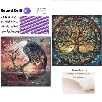 CSZPPQAF 2-Pack Diamond Painting Kits for Adults-Life Tree,Full Round Drill Diamond Art,Relaxing Craft & Home Wall Decor