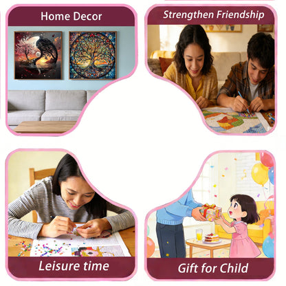 CSZPPQAF 2-Pack Diamond Painting Kits for Adults-Life Tree,Full Round Drill Diamond Art,Relaxing Craft & Home Wall Decor