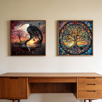CSZPPQAF 2-Pack Diamond Painting Kits for Adults-Life Tree,Full Round Drill Diamond Art,Relaxing Craft & Home Wall Decor
