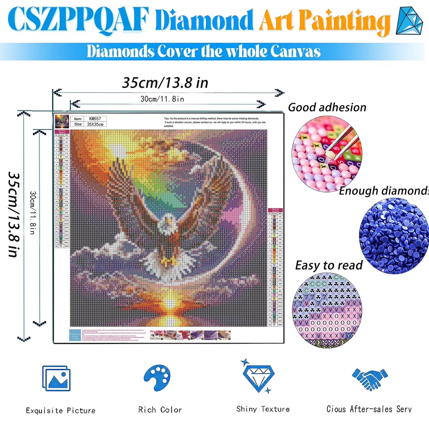 CSZPPQAF Diamond Art Painting Kits for Adults Eagle DIY Full Round 5D Diamond Drill Kit 13.8" × 13.8"