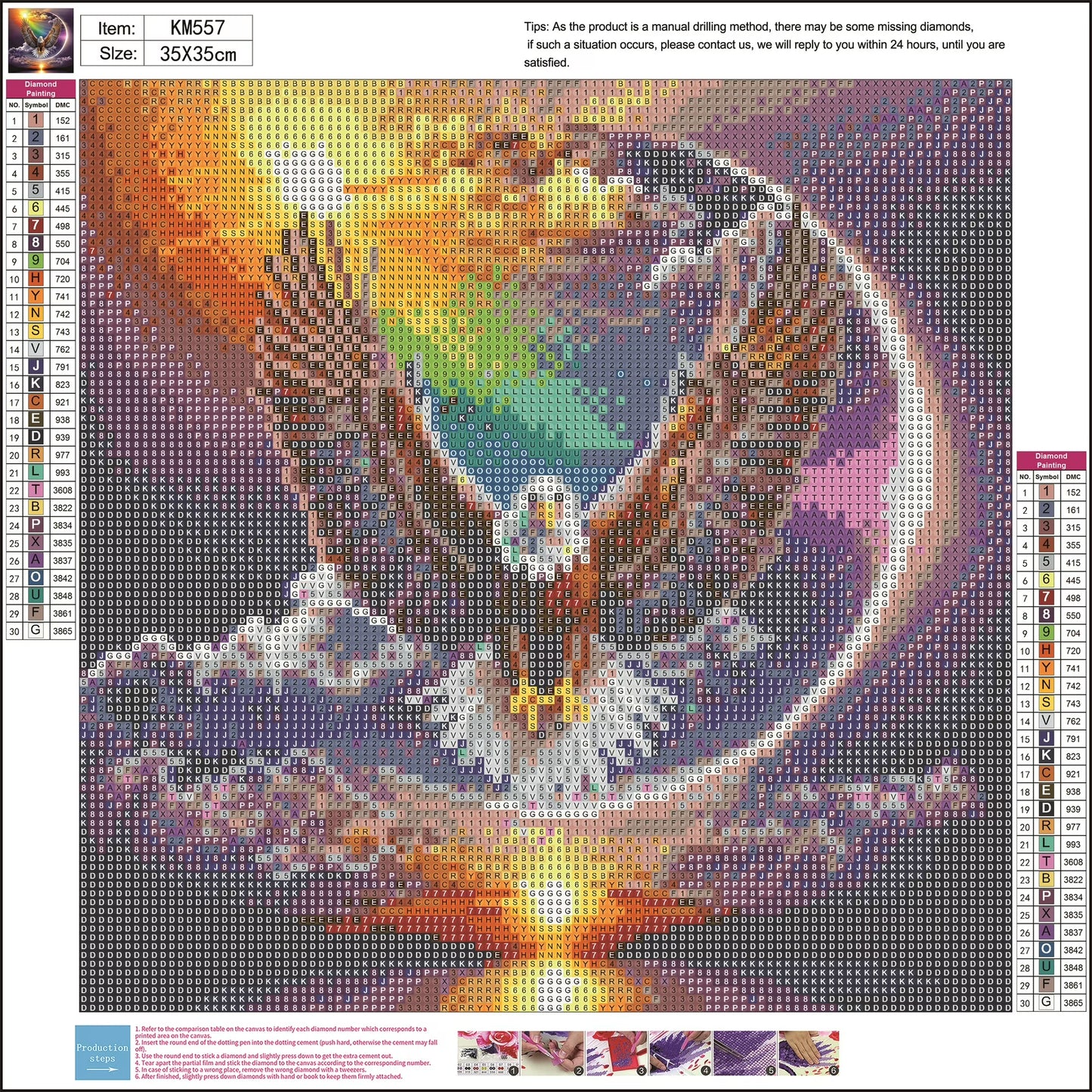 CSZPPQAF Diamond Art Painting Kits for Adults Eagle DIY Full Round 5D Diamond Drill Kit 13.8" × 13.8"