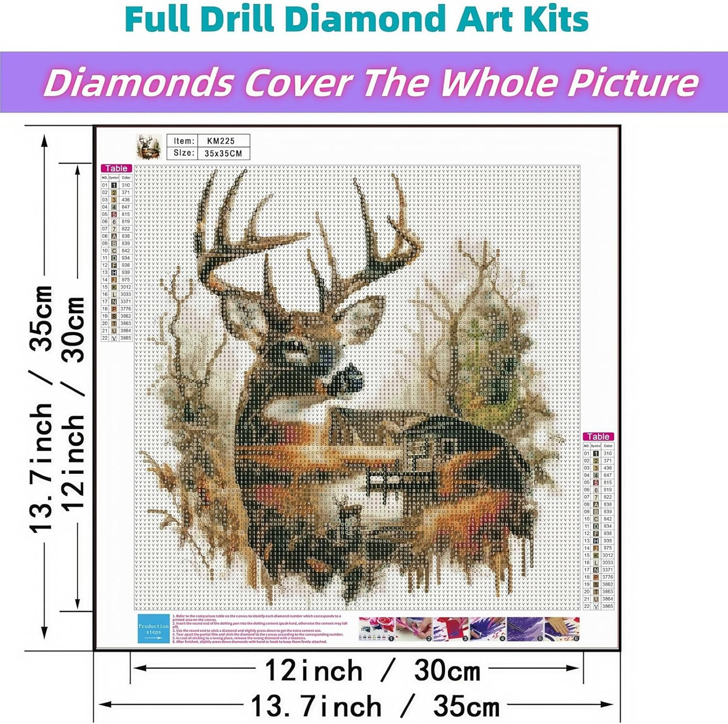 JYXSJYYD 5D DIY Deer Diamond Art Kits for Adults,Diamond Paintings Kits for Beginners,Paint By Diamonds Dot Full Drill Gem Art Crafts,Home Wall Decoration 13.8x13.8 Inches.