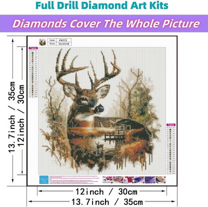 JYXSJYYD 5D DIY Deer Diamond Art Kits for Adults,Diamond Paintings Kits for Beginners,Paint By Diamonds Dot Full Drill Gem Art Crafts,Home Wall Decoration 13.8x13.8 Inches.