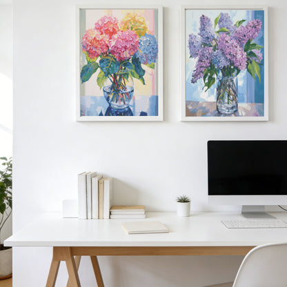 Mosaflare Diamond Art Painting Kits,2-Pack Purple Flower Art Craft Kits,Full Round Drill,Home Wall and Relaxing 12"*16"