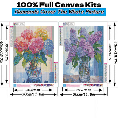 Mosaflare Diamond Art Painting Kits,2-Pack Purple Flower Art Craft Kits,Full Round Drill,Home Wall and Relaxing 12"*16"