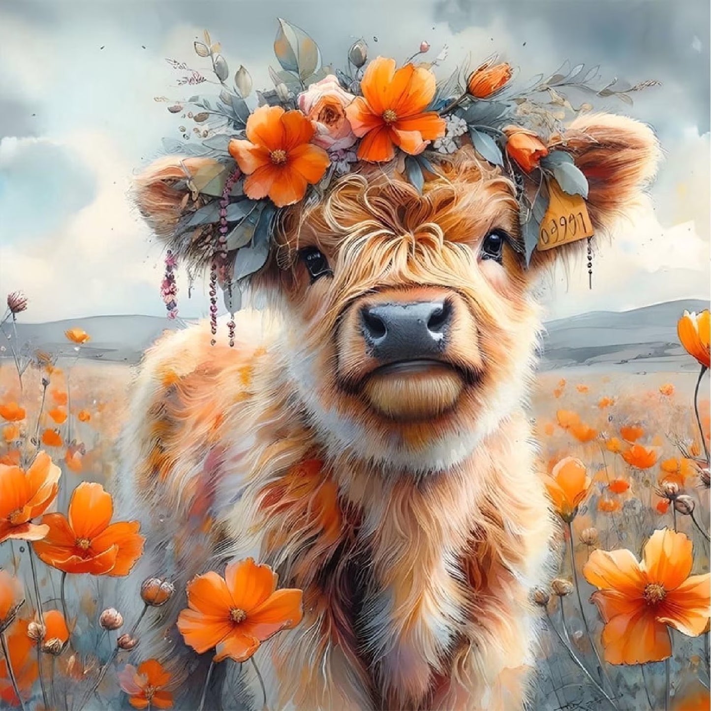 CSZPPQAF 5D DIY Diamond Art Kits for Adults Beginners,Highland Cow Diamond Dots Art,Home Wall Decor 13.8x13.8in.